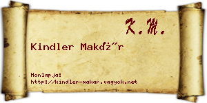 Kindler Makár névjegykártya